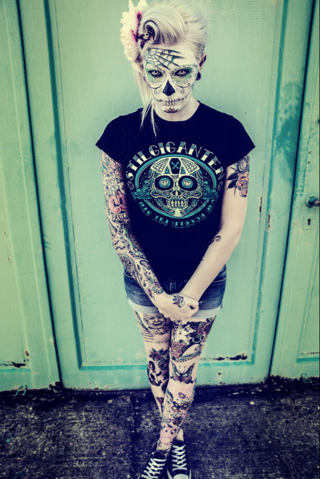 Stilgiganten Mädels T- Shirt "Green Sugarskull"