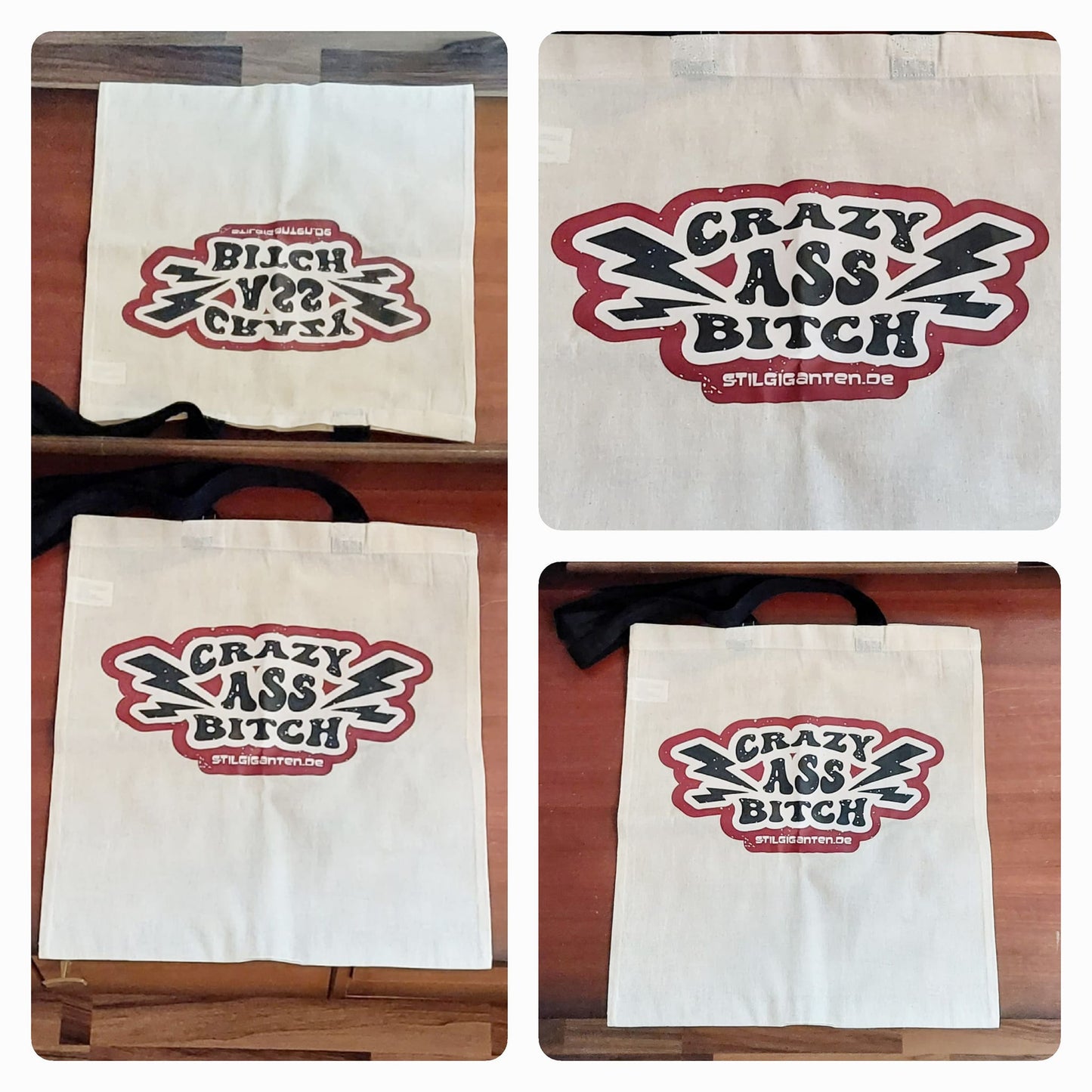 Stilgiganten Kustom Baumwolltasche "Crazy Ass B*tch"
