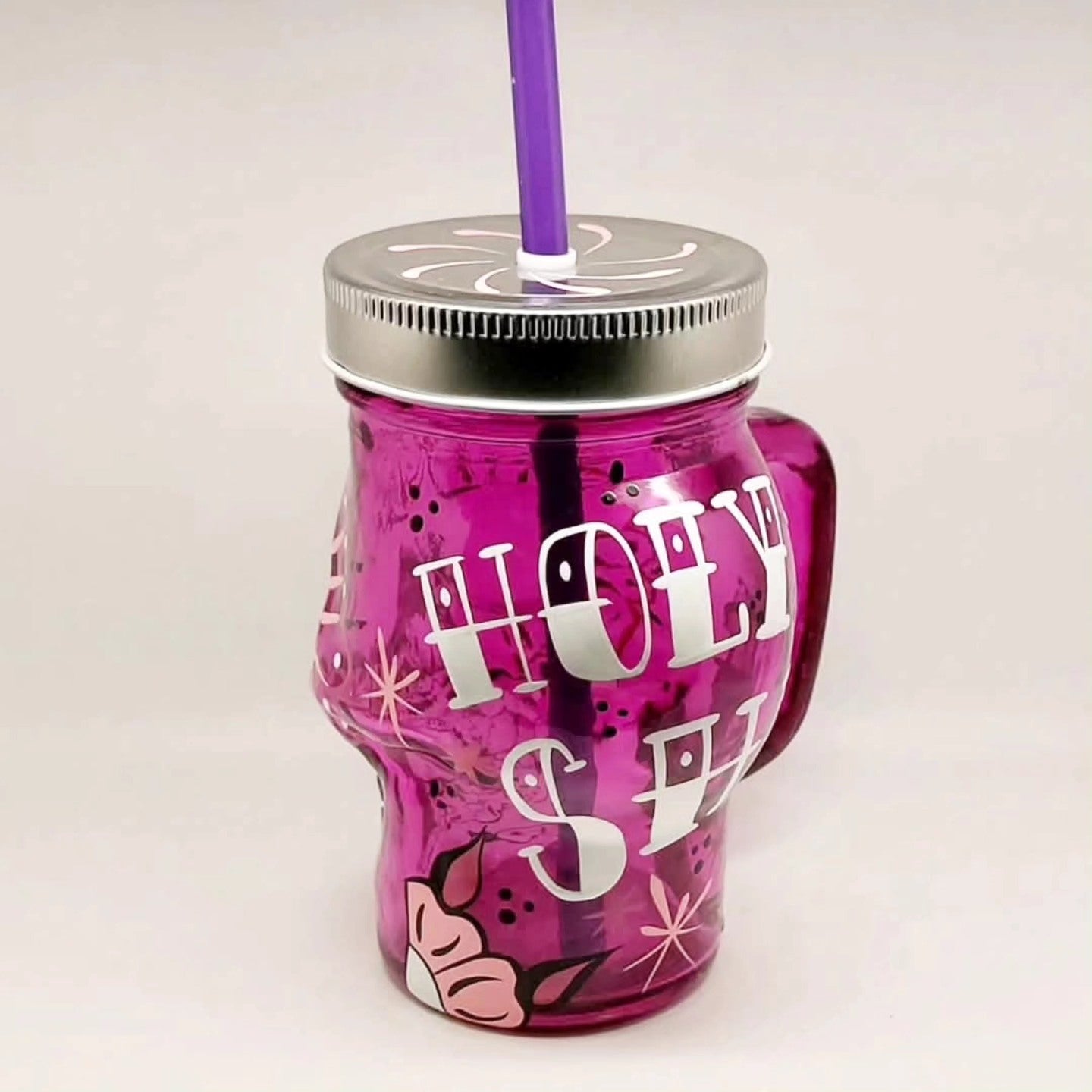 Stilgiganten Kustom Trinkglas "Pink Skull - Holy Sh*t"