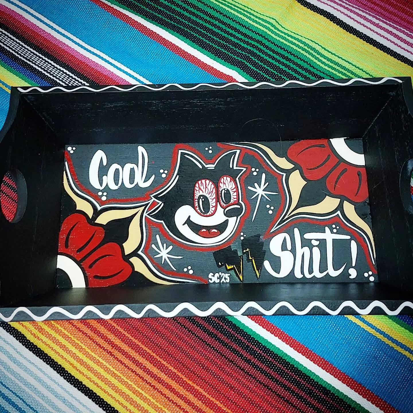 Stilgiganten Kustom Deko Tablett "Crazy Cat - Cool Sh*t"