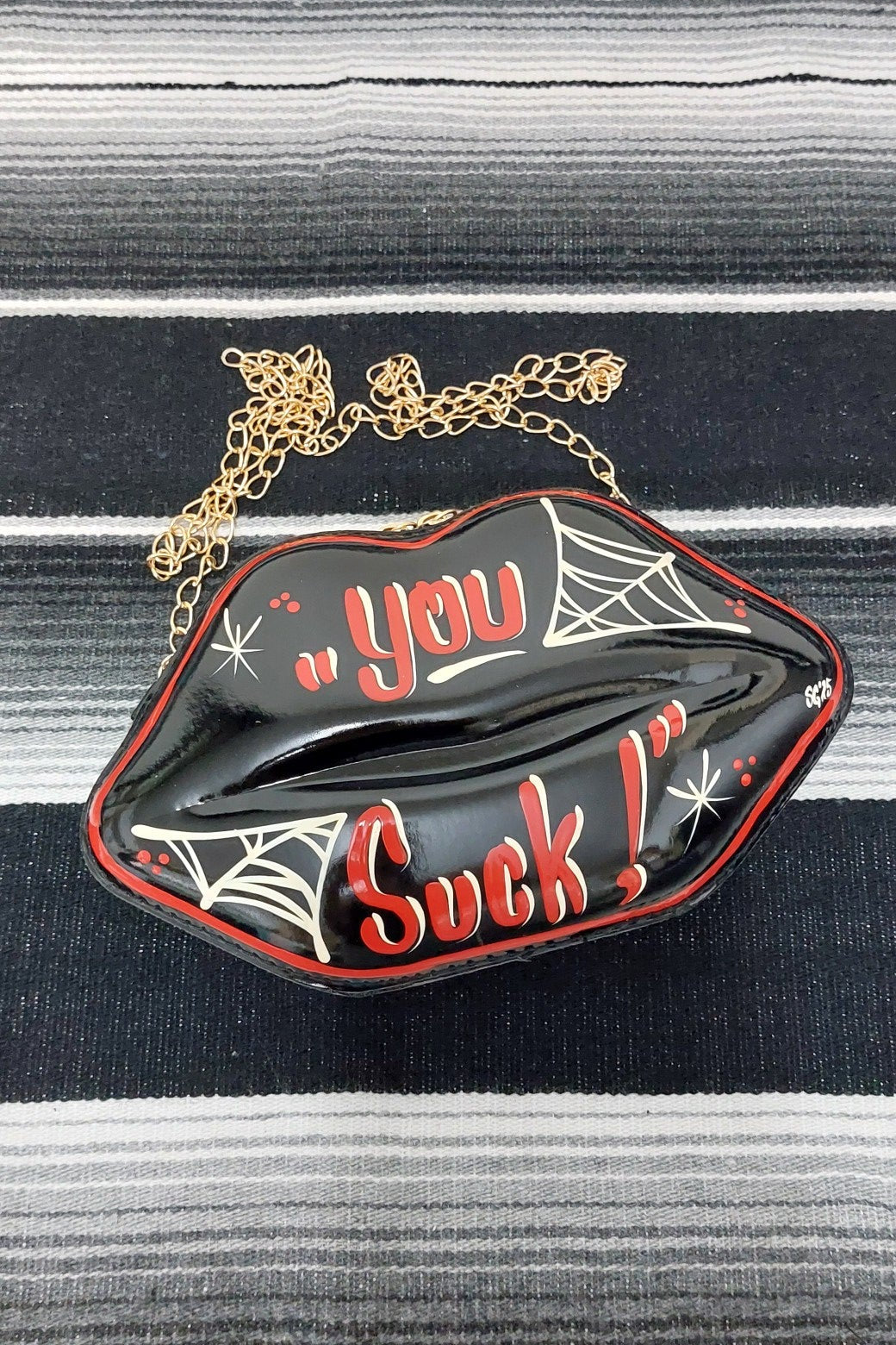 Stilgiganten Kustom Handtasche "Crazy Mouth - YOU S*CK"