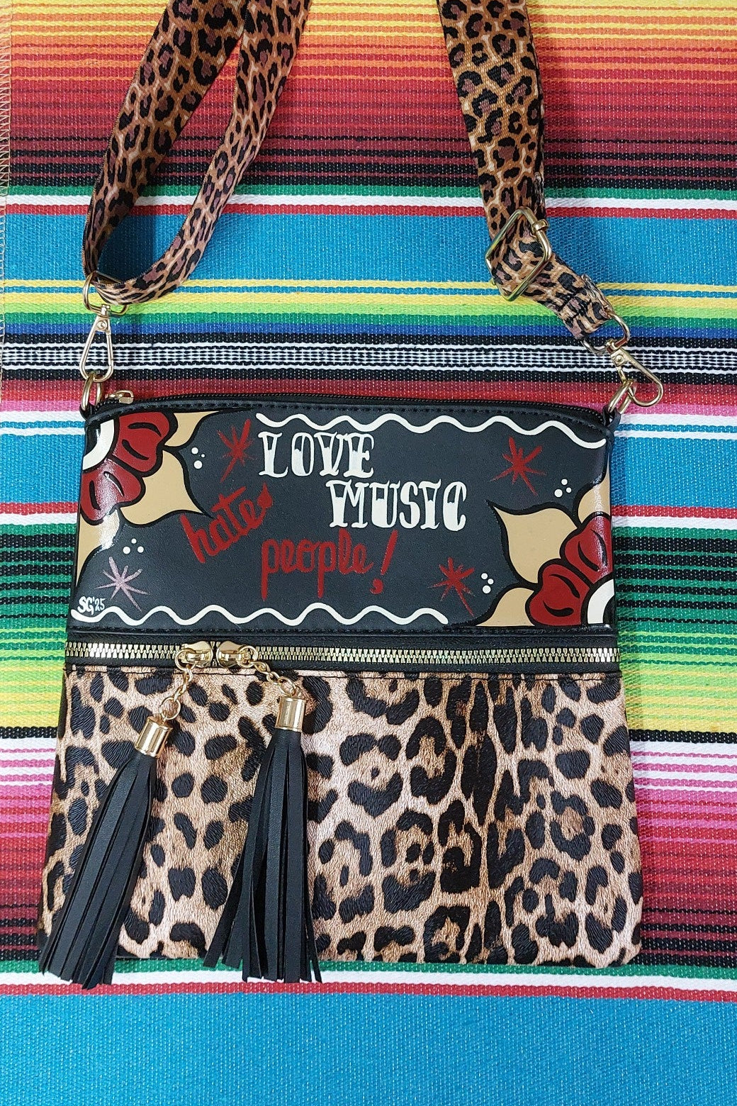 Stilgiganten Kustom Handtasche "LOVE MUSIC ... hate people"