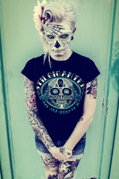 Stilgiganten Mädels T- Shirt "Green Sugarskull"