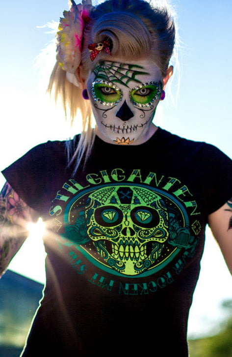 Stilgiganten Mädels T- Shirt "Green Sugarskull"