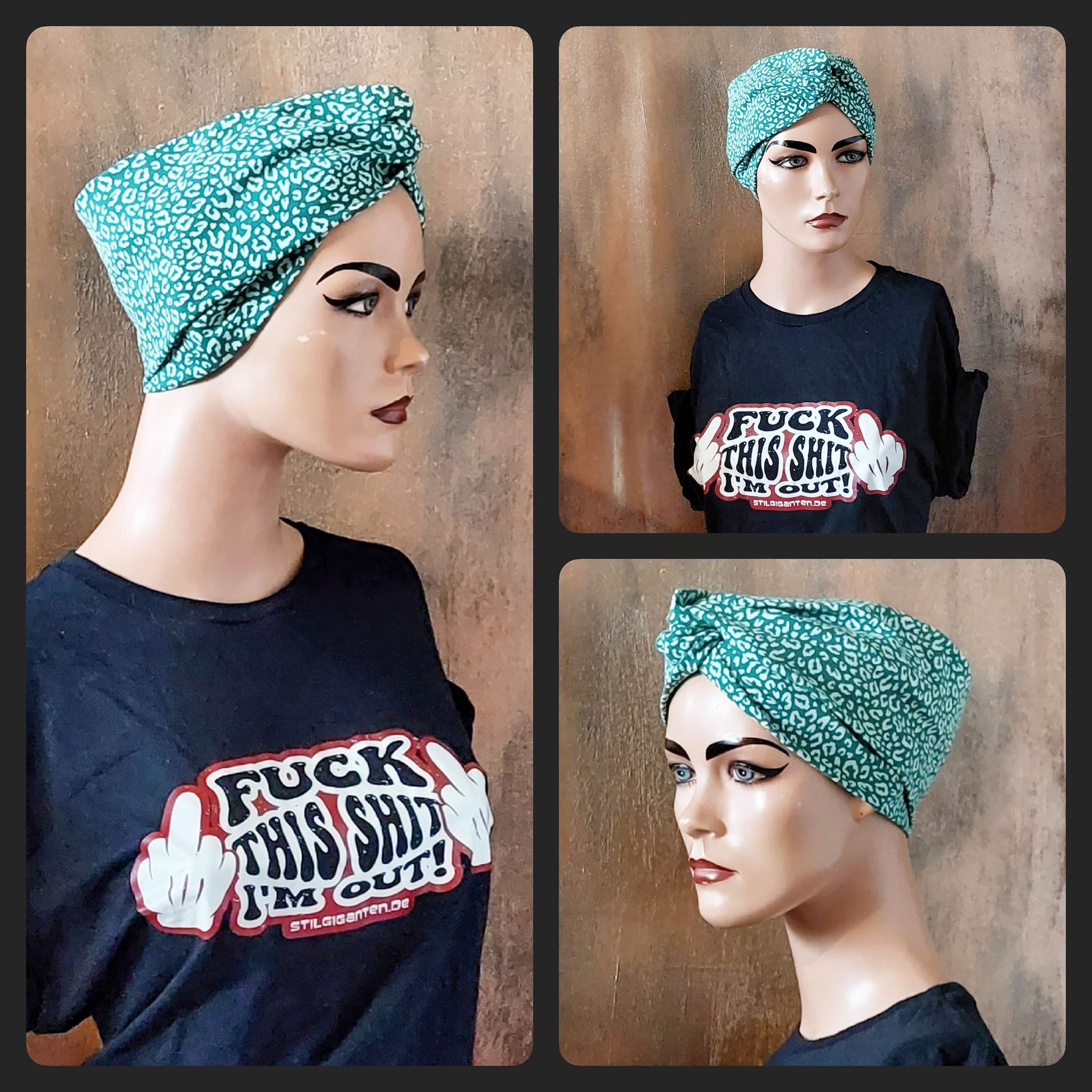 Wir rocken mit Stil - Turban Haarband "Crazy Green Leo"