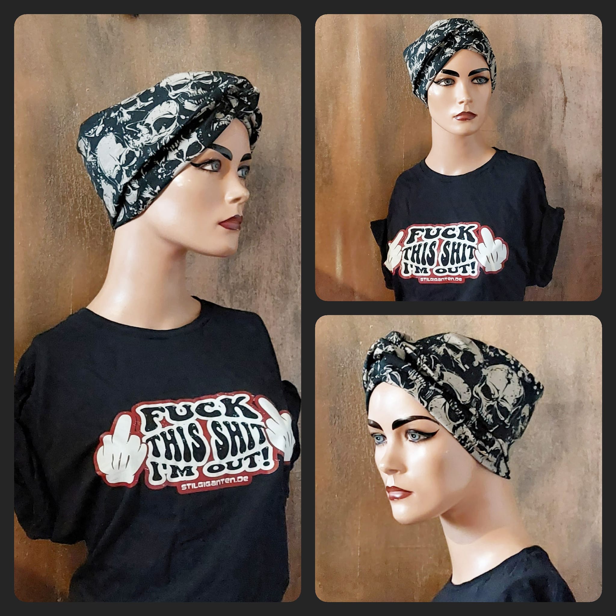 Stilgiganten Kustom Turban Haarband "Dark Skull Vibes"