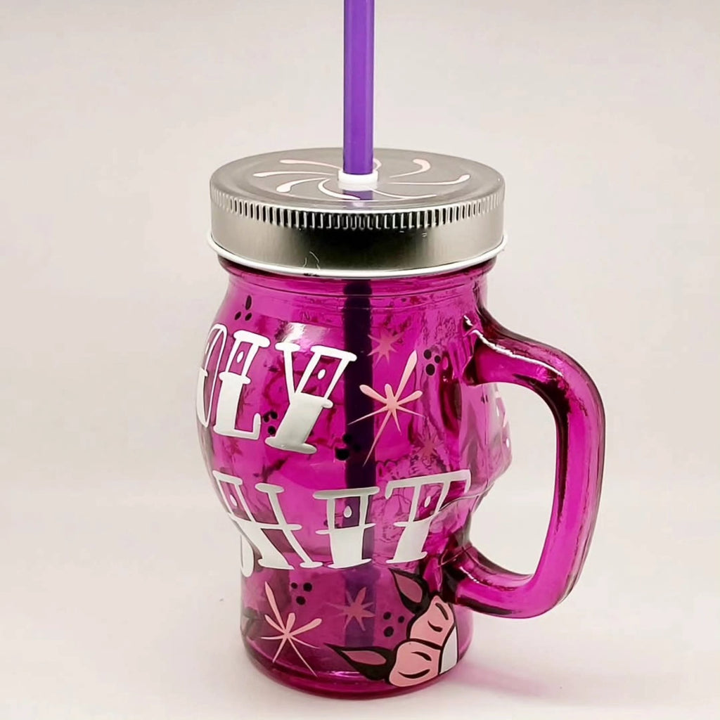 Stilgiganten Kustom Trinkglas "Pink Skull - Holy Sh*t"