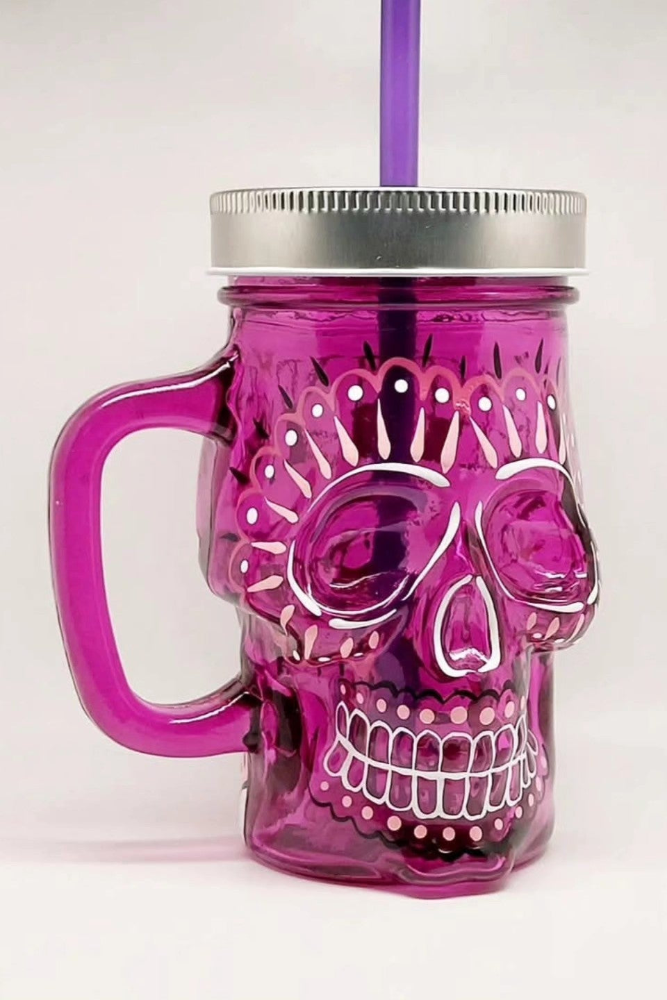 Stilgiganten Kustom Trinkglas "Pink Skull - Holy Sh*t"