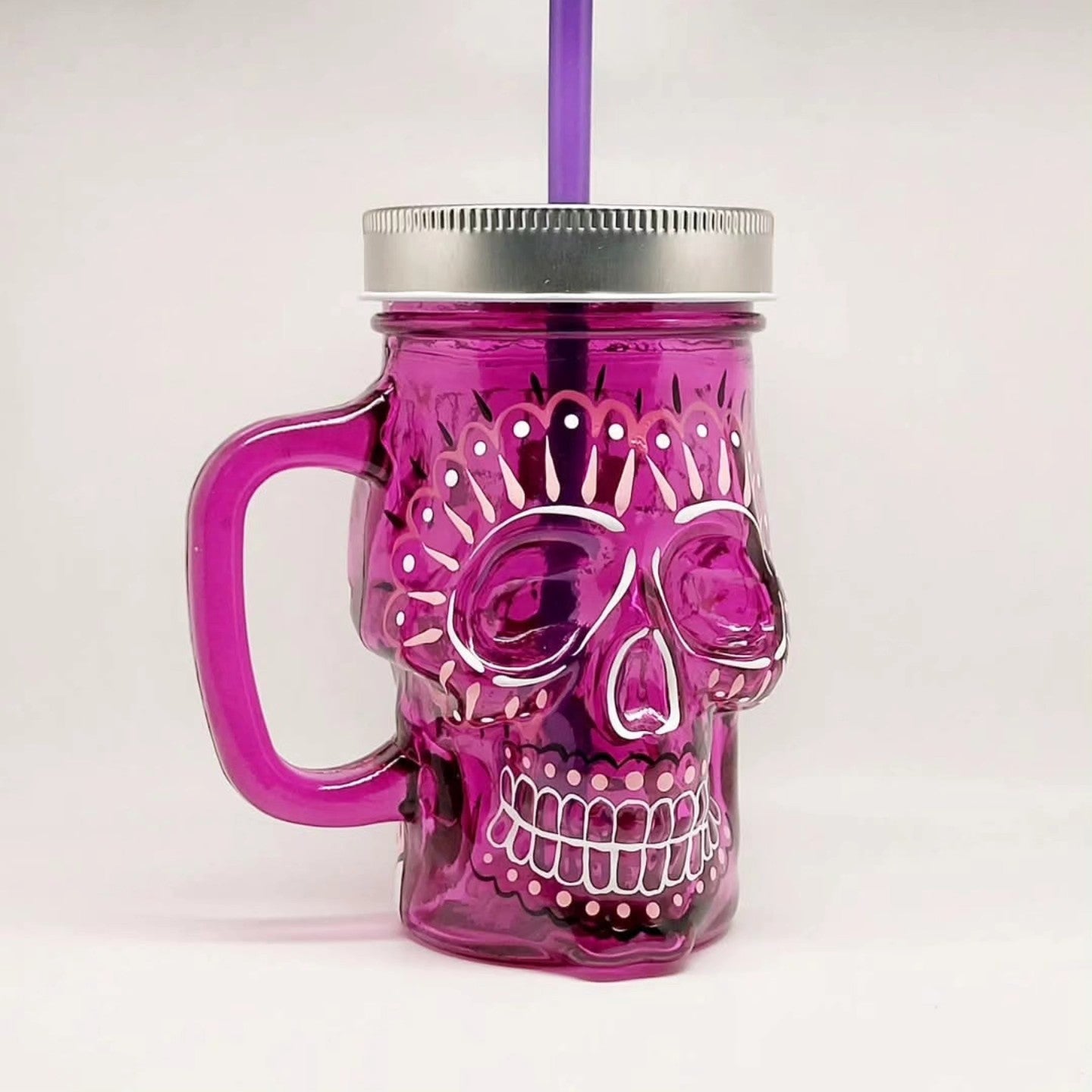 Stilgiganten Kustom Trinkglas "Pink Skull - Holy Sh*t"