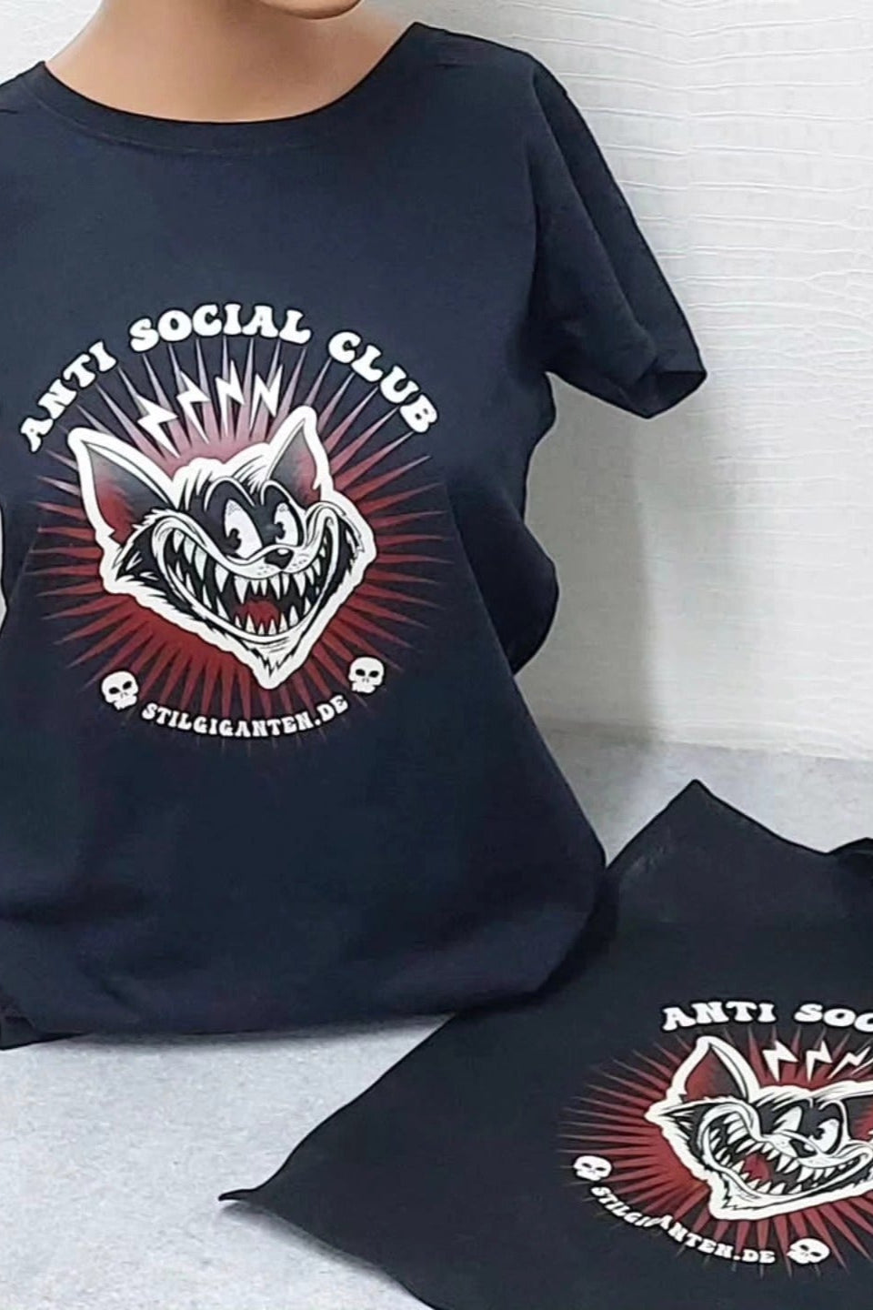 Stilgiganten Mädels T- Shirt "BAD CAT - Anti Social Club"