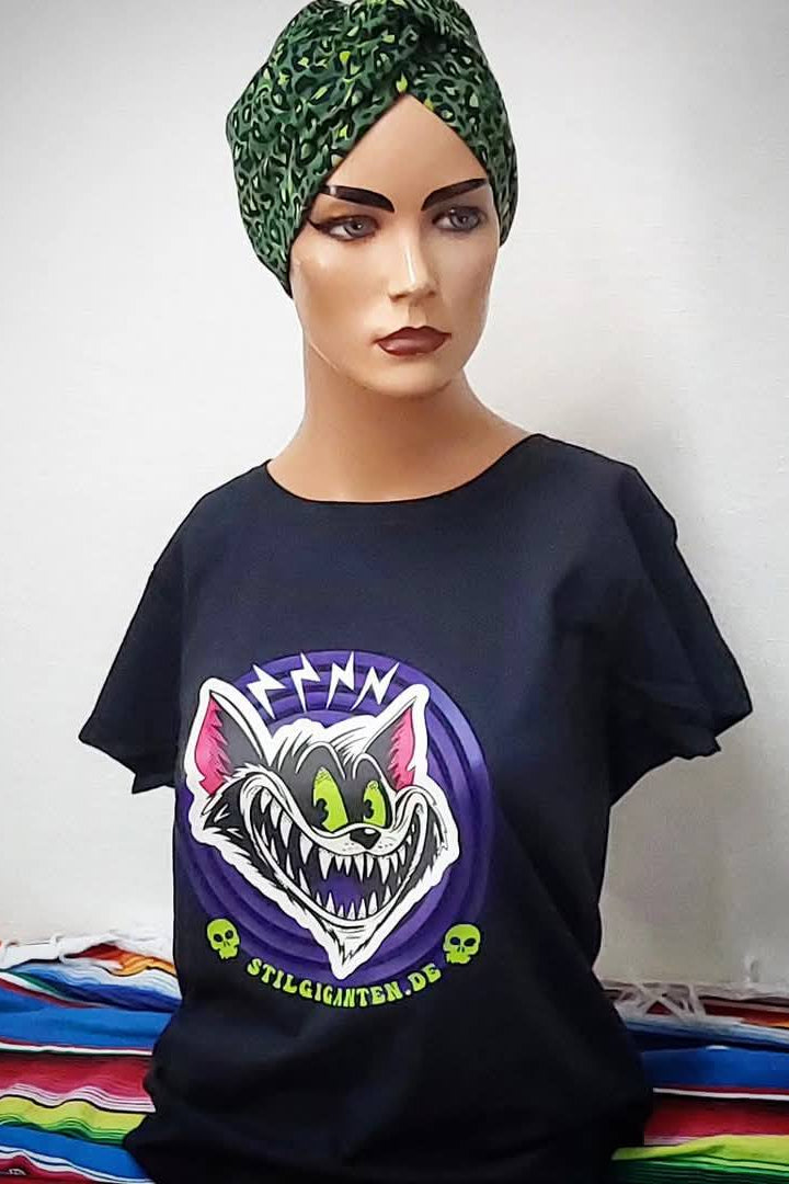 Stilgiganten Mädels T - Shirt "BAD CAT - Psycho Vibes"