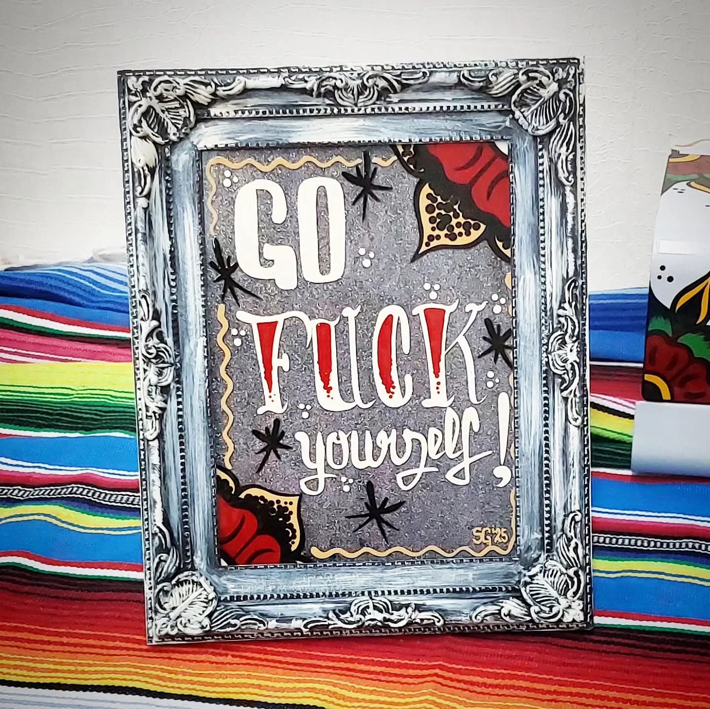Stilgiganten Kustom Deko Accessoire "Kustom Bilderrahmen - GO F*CK yourself"