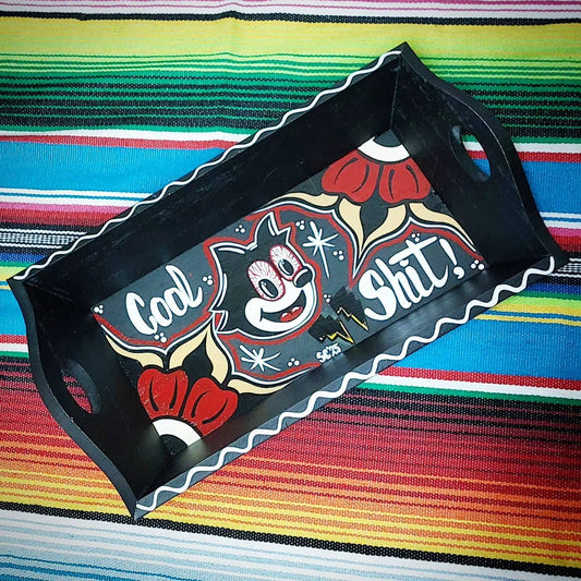 Stilgiganten Kustom Deko Tablett "Crazy Cat - Cool Sh*t"