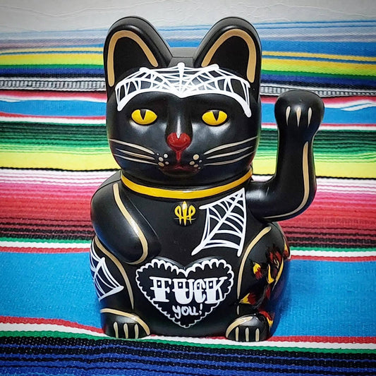 Große Stilgiganten Kustom Winke Katze "F*CK YOU"