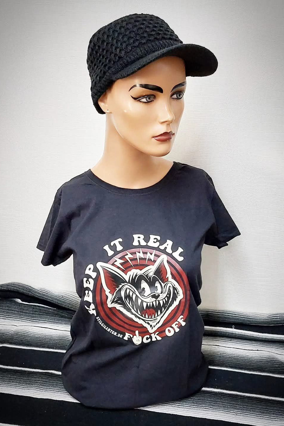 Stilgiganten Mädels T- Shirt "BAD CAT - KEEP IT REAL - F*CK OFF!