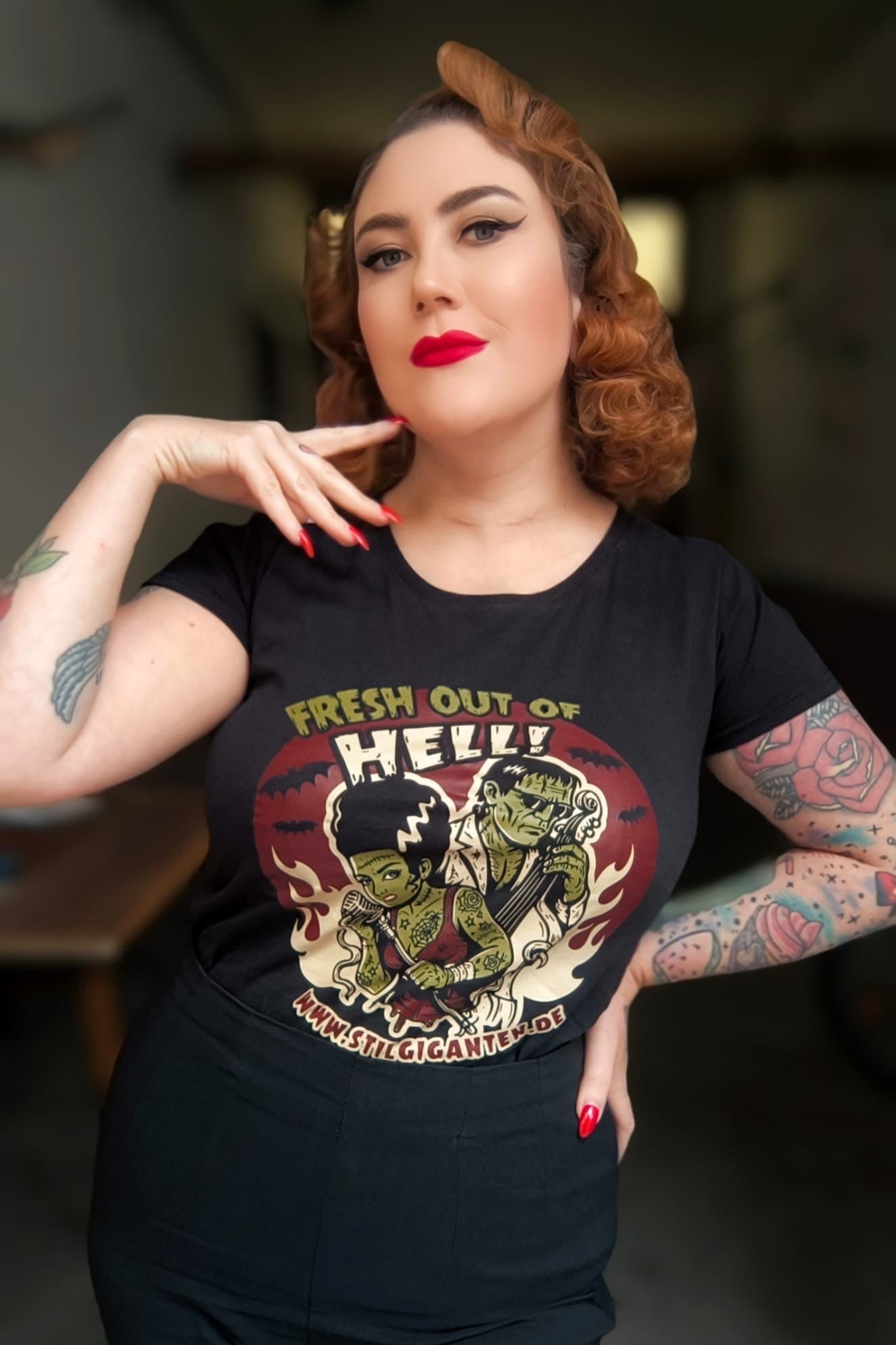 Stilgiganten Mädels T - Shirt "FRESH OUT OF HELL"