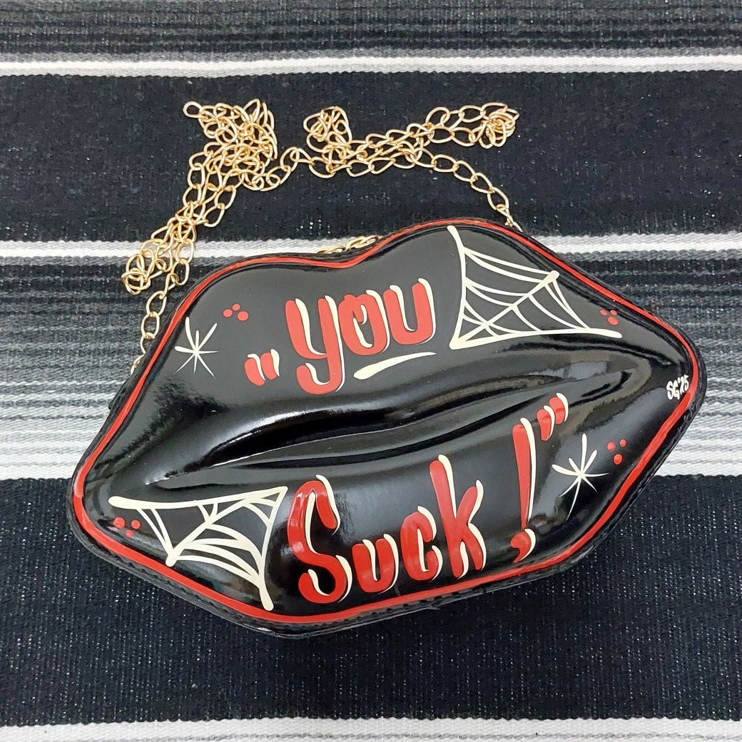 Stilgiganten Kustom Handtasche "Crazy Mouth - YOU S*CK"