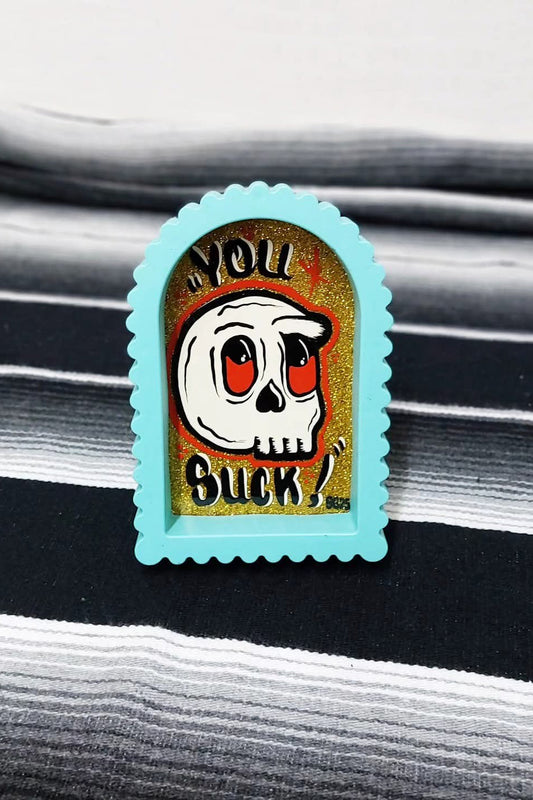Stilgiganten Kustom Deko Accessoire "Crazy Tattoo Skull - YOU S*CK"