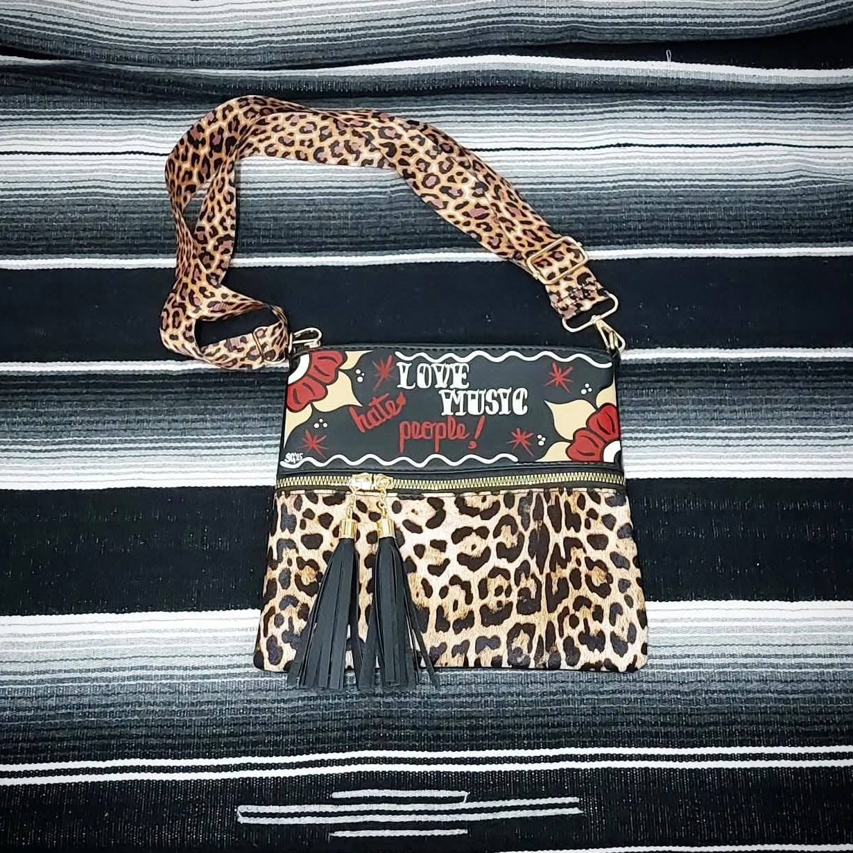 Stilgiganten Kustom Handtasche "LOVE MUSIC ... hate people"