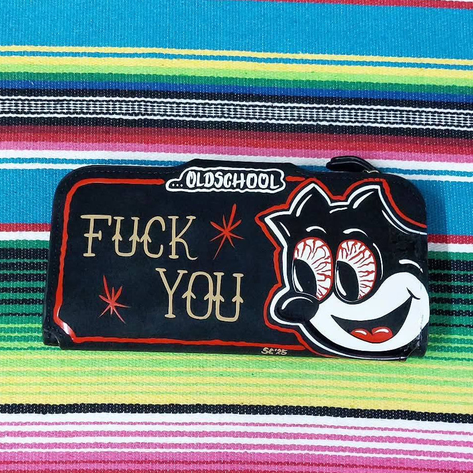 Stilgiganten Kustom Geldbeutel "Crazy Cat - F*CK YOU"