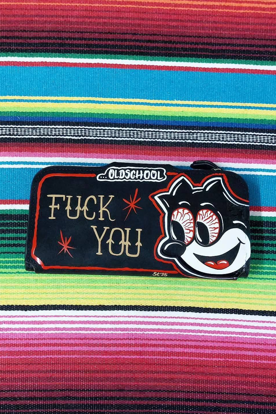 Stilgiganten Kustom Geldbeutel "Crazy Cat - F*CK YOU"