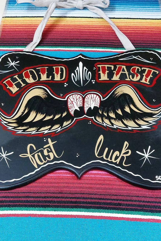 Stilgiganten Kustom Deko Holzschild "HOLD FAST - fast luck"