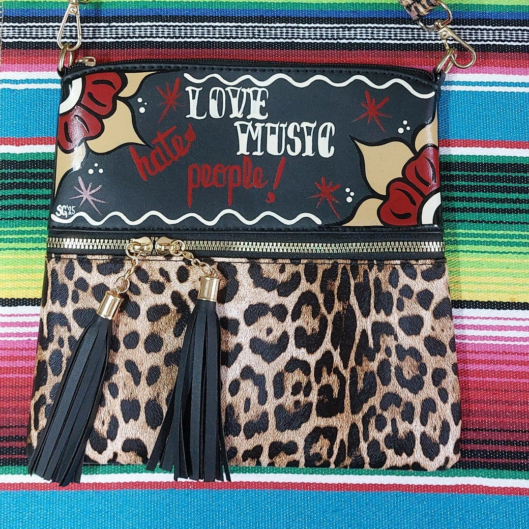 Stilgiganten Kustom Handtasche "LOVE MUSIC ... hate people"