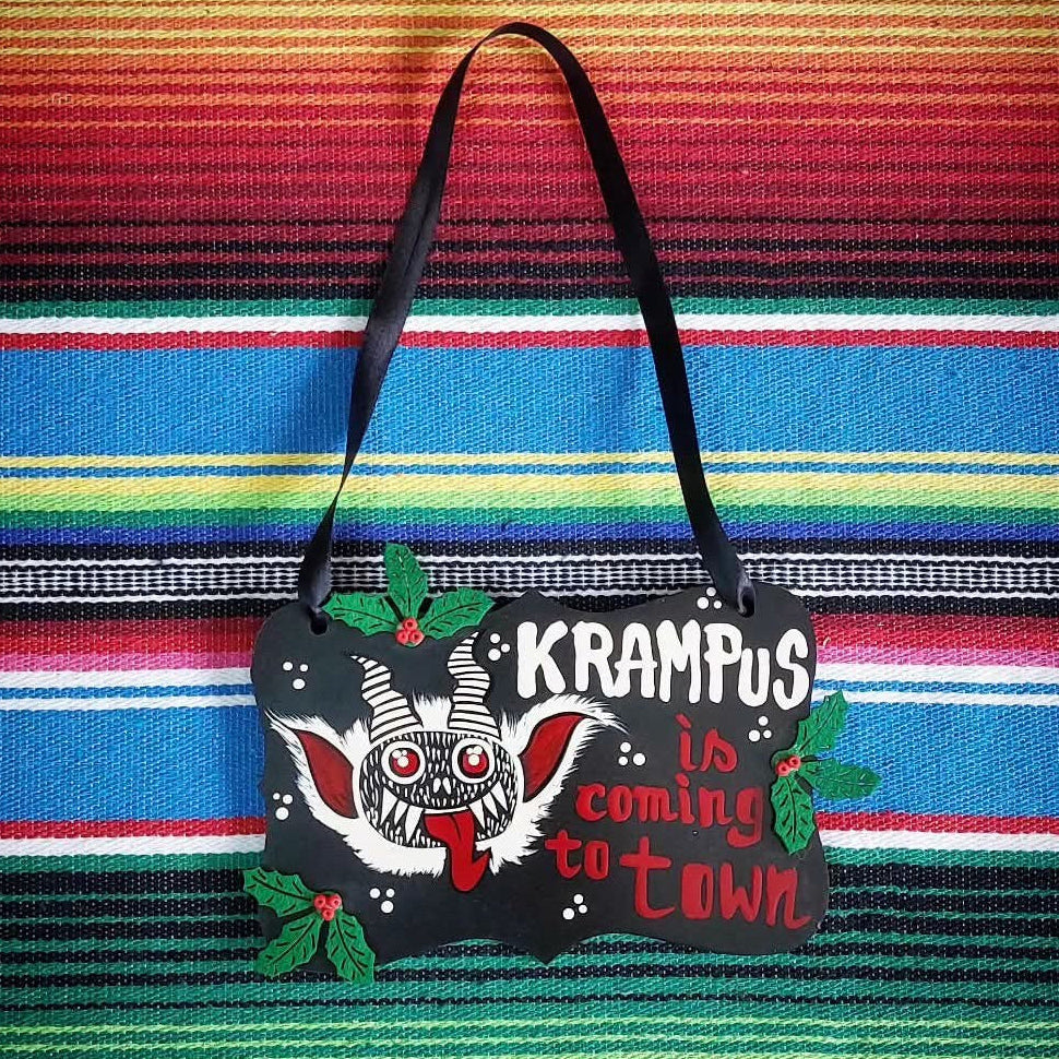 Stilgiganten Weihnachten 2026 Deko Schild "KRAMPUS is coming to town"