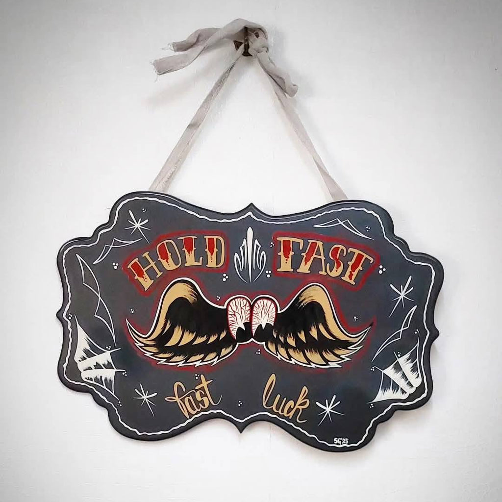 Großes Stilgiganten Kustom Deko Schild "HOLD FAST fast luck"
