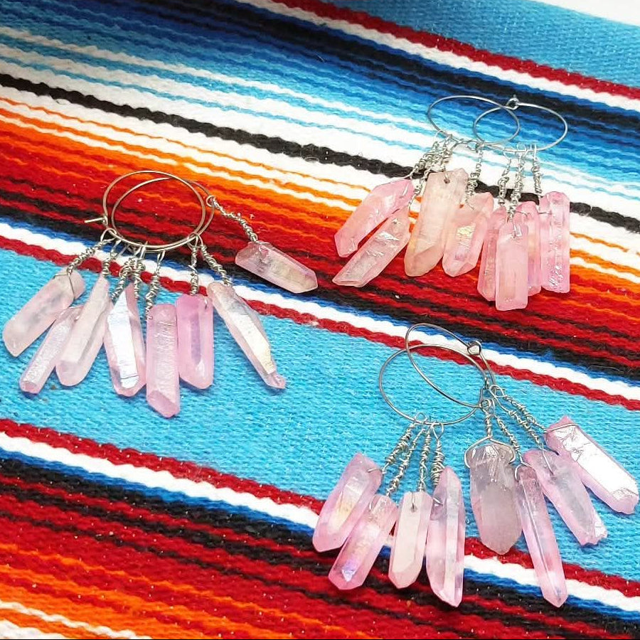 Stilgiganten Kustom Ohrhänger "Kristalle (rosa)"