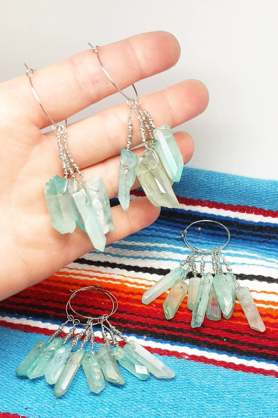 Stilgiganten Kustom Ohrhänger "Kristalle (blau)"