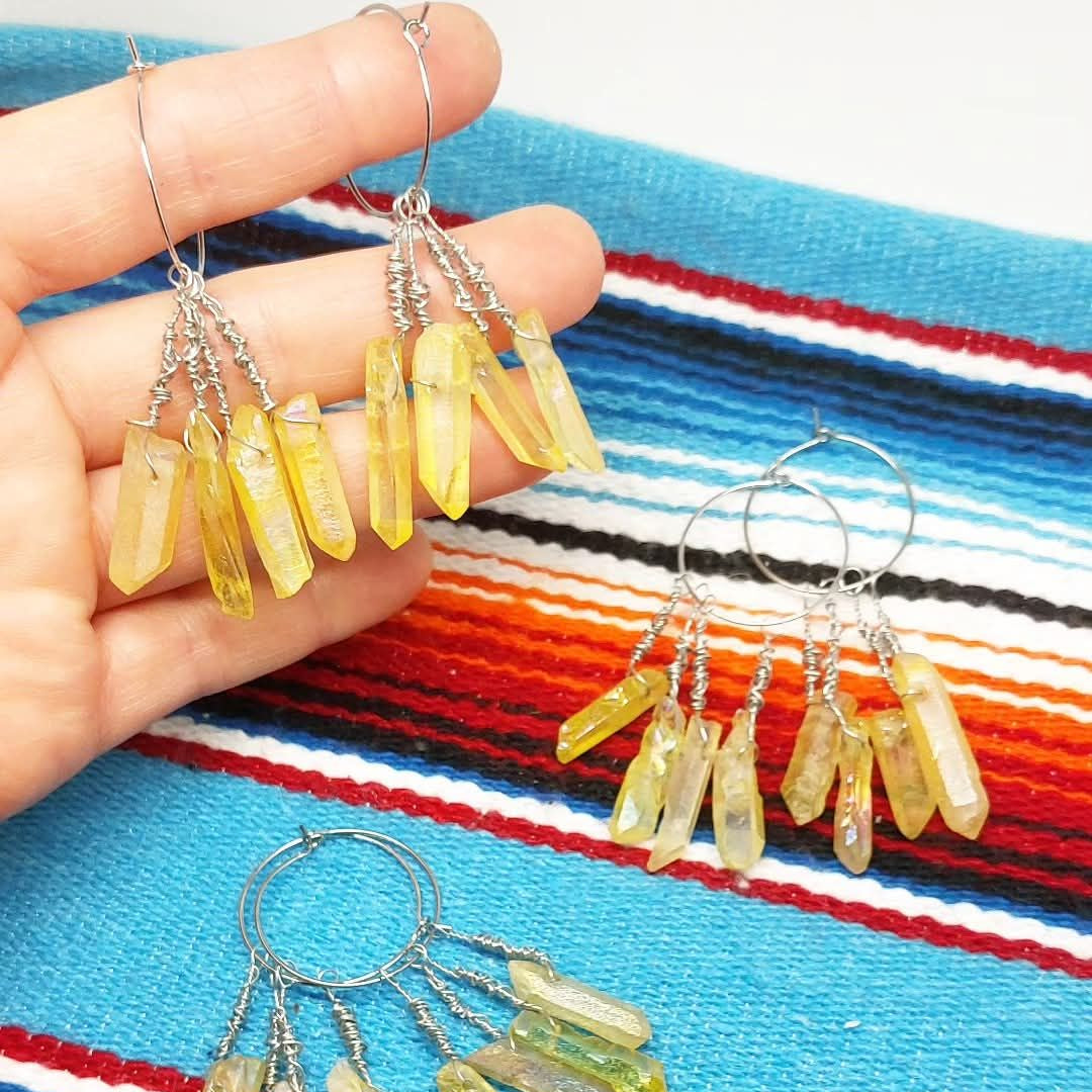 Stilgiganten Kustom Ohrhänger "Kristalle (gelb)"