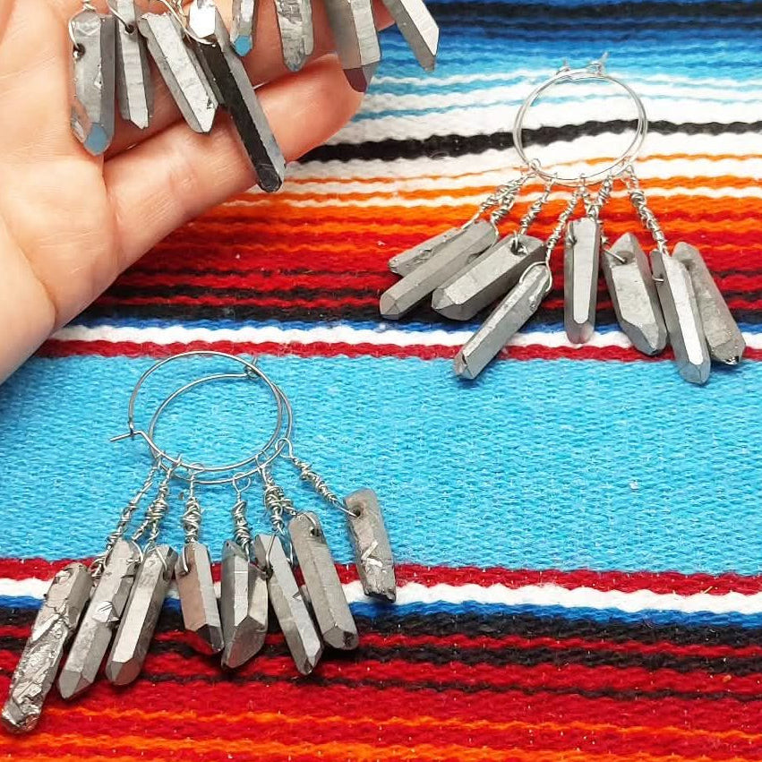 Stilgiganten Kustom Ohrhänger "Kristalle (silber)"