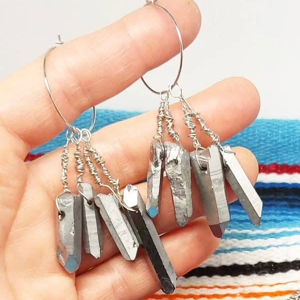 Stilgiganten Kustom Ohrhänger "Kristalle (silber)"