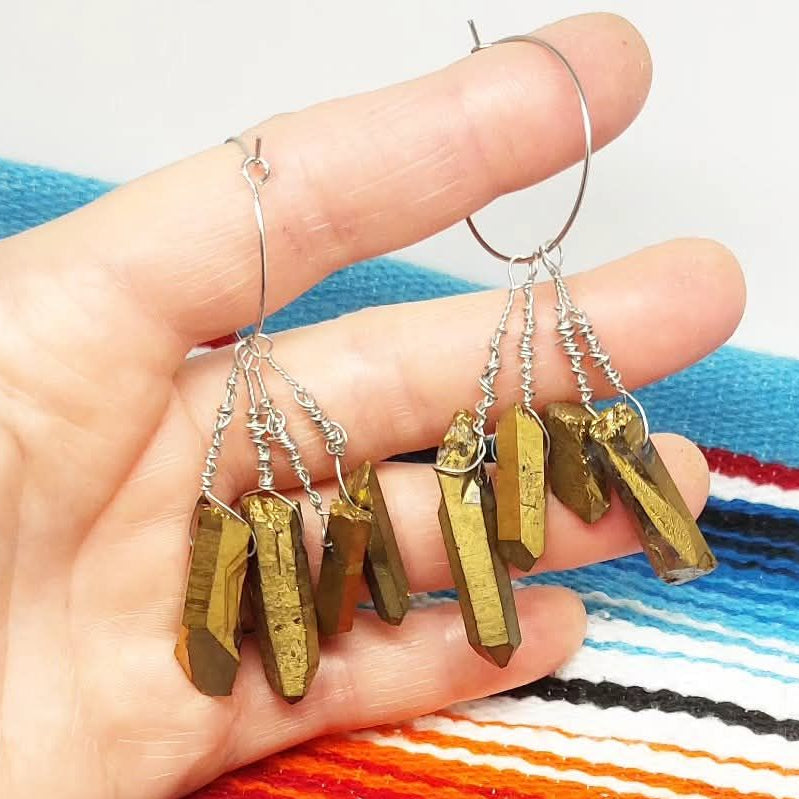 Stilgiganten Kustom Ohrhänger "Kristalle (gold)"