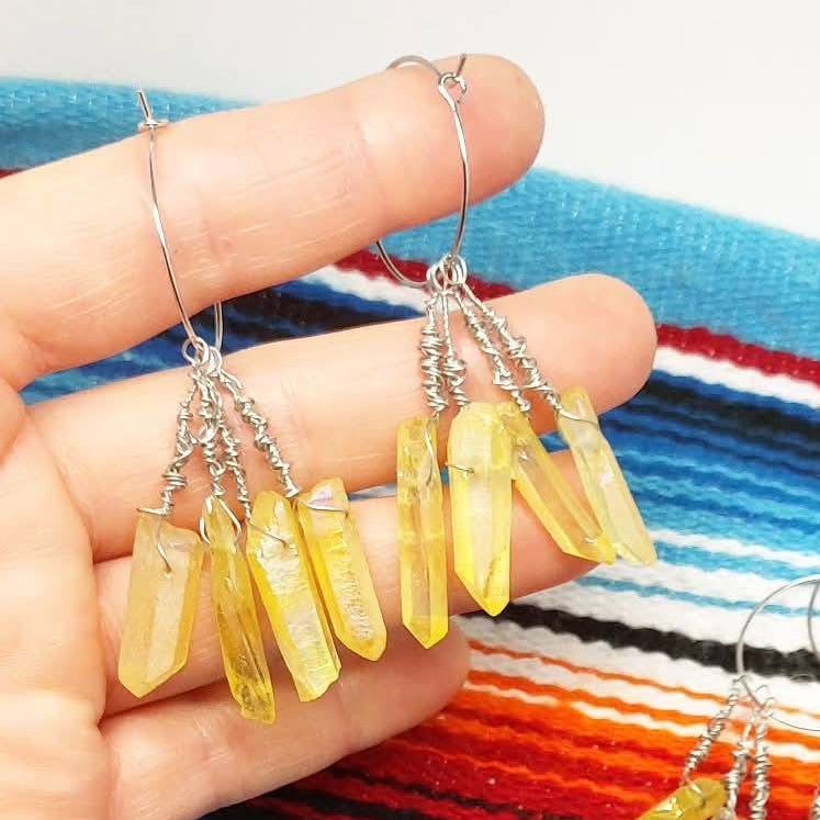 Stilgiganten Kustom Ohrhänger "Kristalle (gelb)"