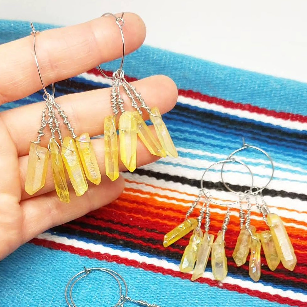 Stilgiganten Kustom Ohrhänger "Kristalle (gelb)"