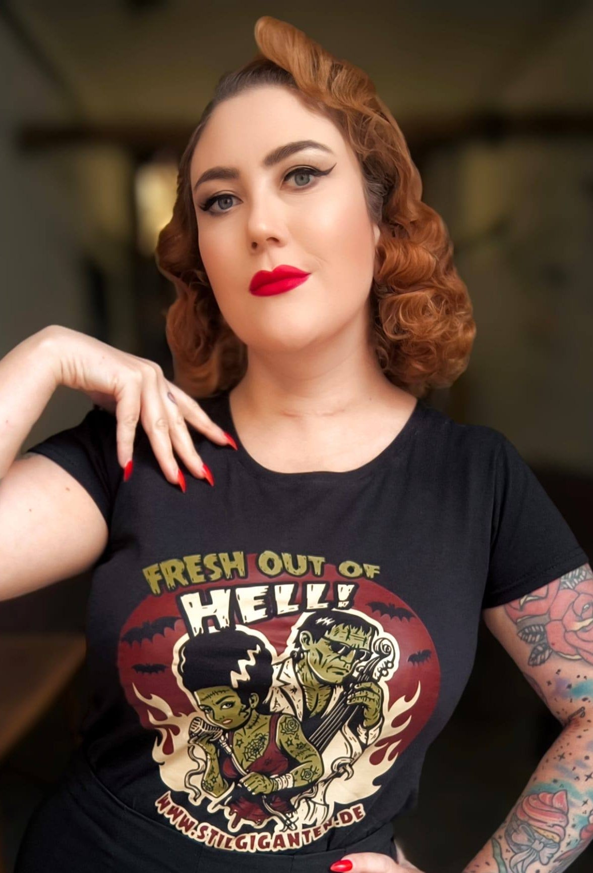 Stilgiganten Mädels T - Shirt "FRESH OUT OF HELL"