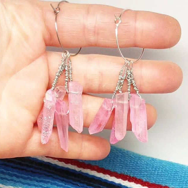 Stilgiganten Kustom Ohrhänger "Kristalle (rosa)"