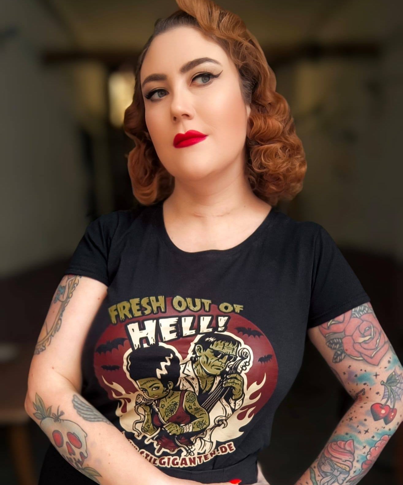 Stilgiganten Mädels T - Shirt "FRESH OUT OF HELL"