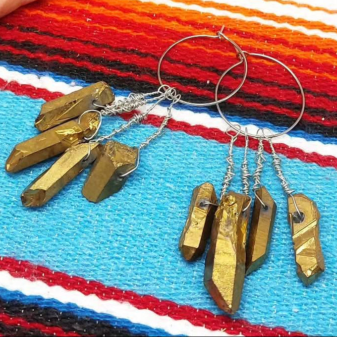 Stilgiganten Kustom Ohrhänger "Kristalle (gold)"