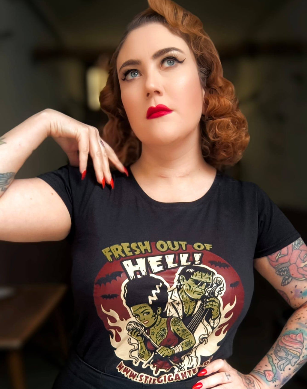 Stilgiganten Mädels T - Shirt "FRESH OUT OF HELL"