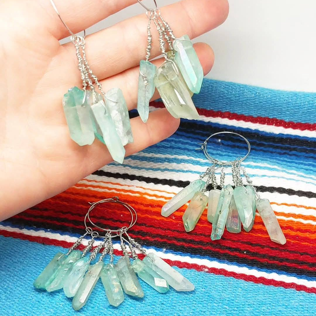 Stilgiganten Kustom Ohrhänger "Kristalle (blau)"