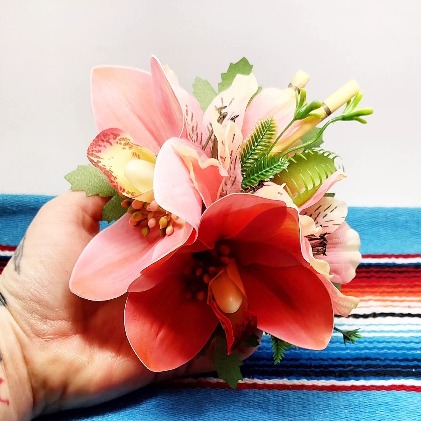 Große Stilgiganten Haarblumenspange "Crazy Pink Jungle Vibes"
