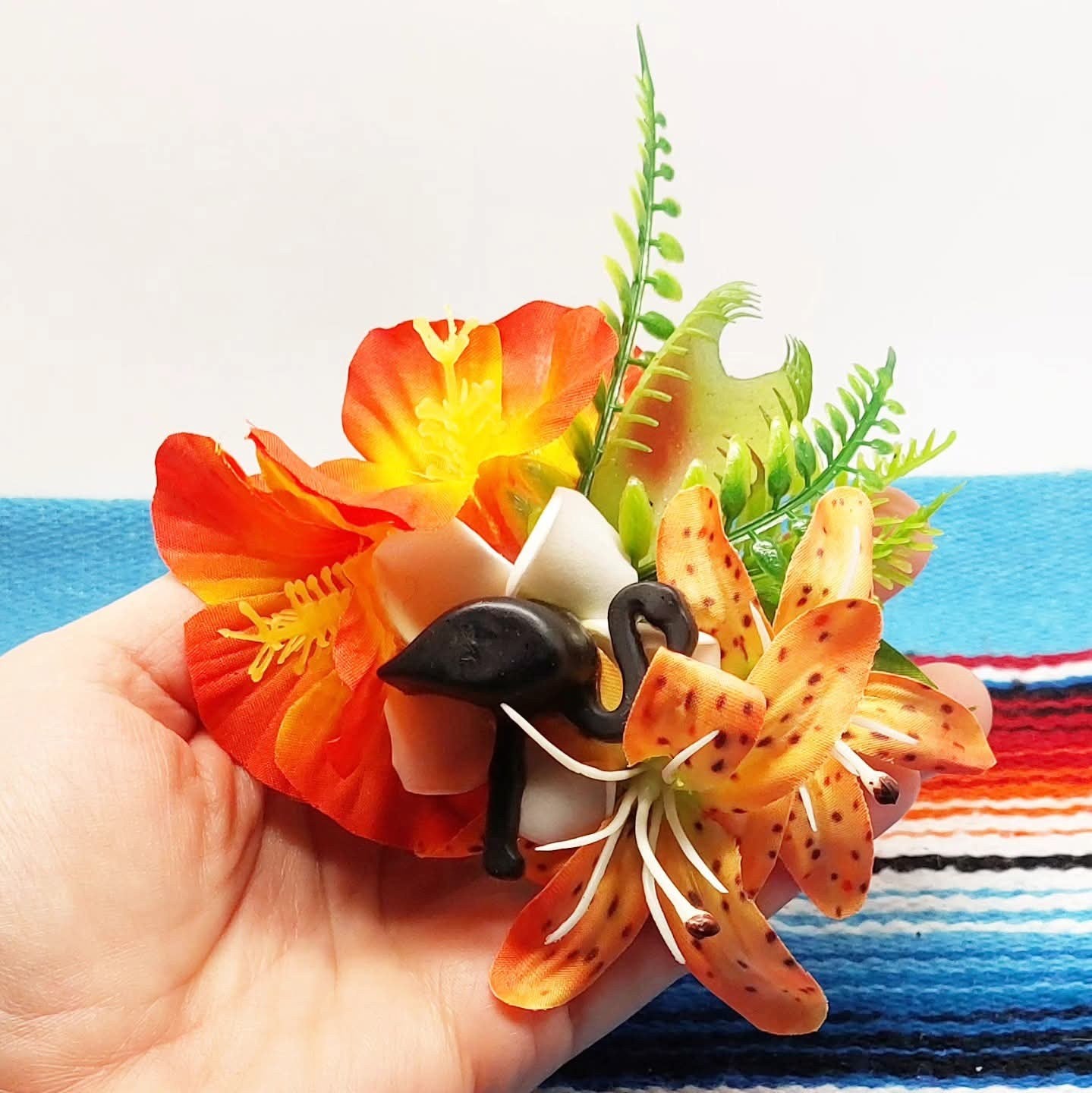 Große Stilgiganten Haarblumenspange "Wild Flamingo"