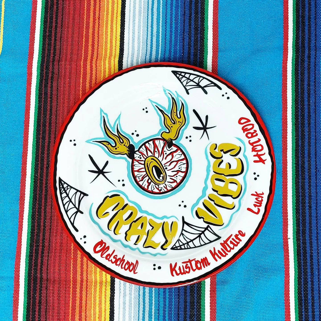 Stilgiganten Kustom Deko Teller "CRAZY VIBES"