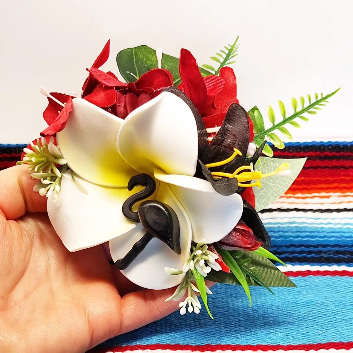 Große Stilgiganten Haarblumenspange "Flamingo - Rock `N Roll Babe"