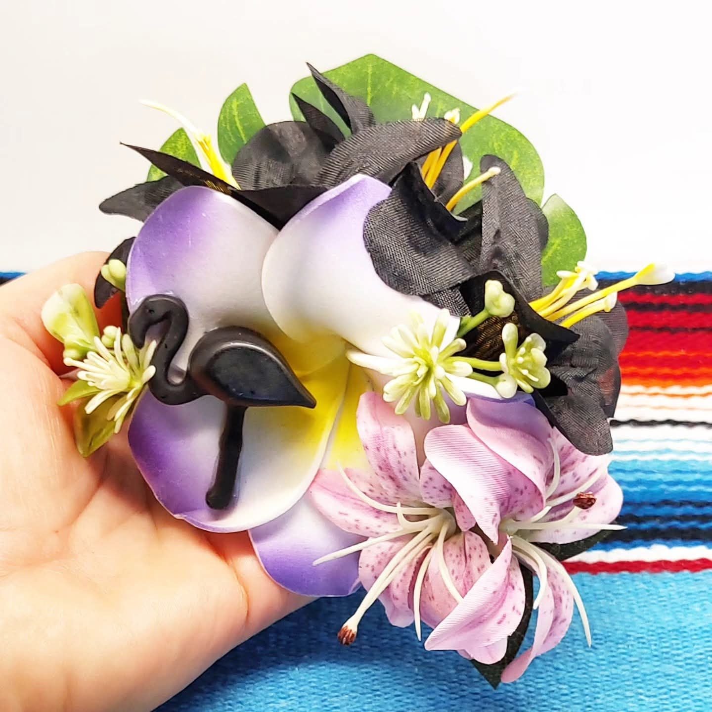 Große Stilgiganten Haarblumenspange "Flamingo - Purple Love"