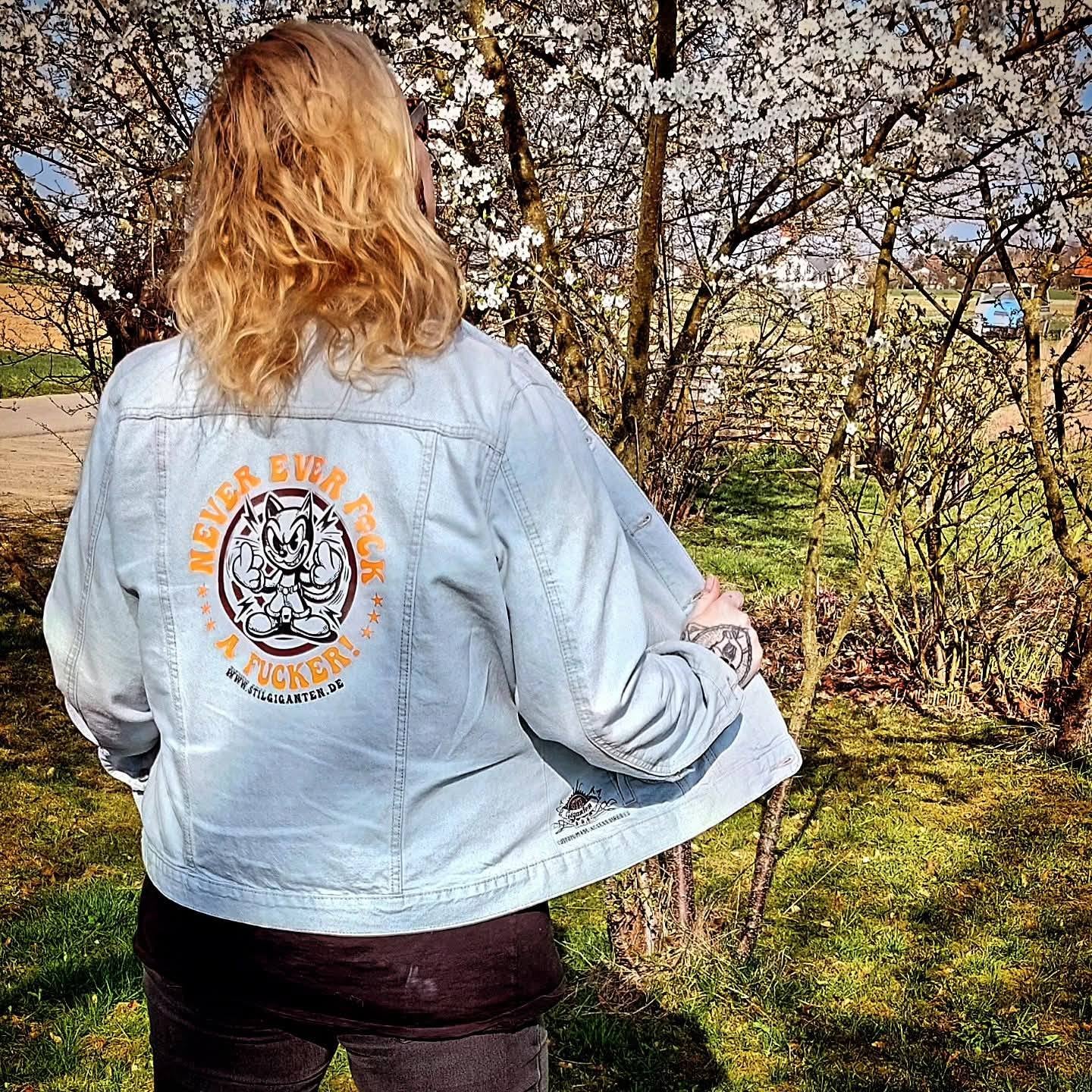 Stilgiganten Kustom Jeansjacke "NEVER EVER F*CK A F*CKER"