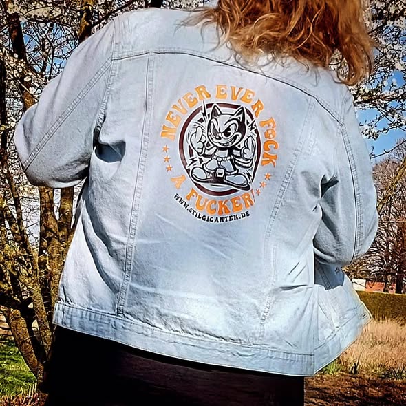 Stilgiganten Kustom Jeansjacke "NEVER EVER F*CK A F*CKER"